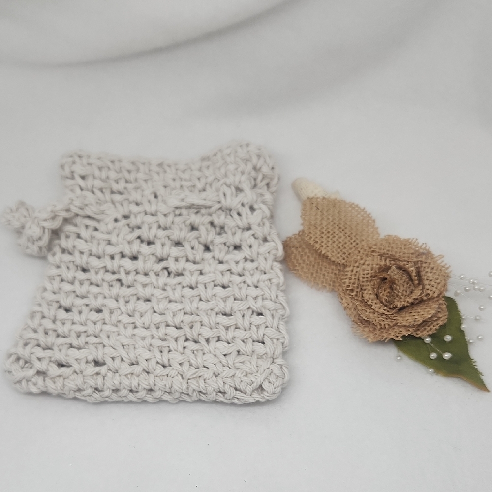 Crochet Soap Sack Bag Pouch Handmade, Eco-Friendly, 100% Cotton Textured